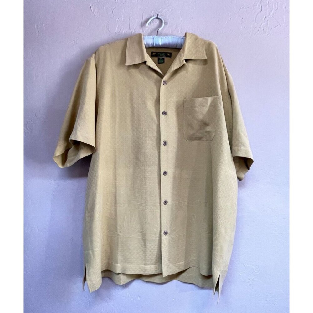 The Patron Tequila Collection Men's Camp Shirt Short Sleeve Silk Medium Gold